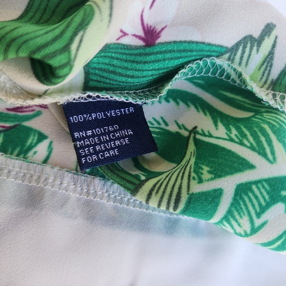 Casey Keys Tank Top Beach Vacation Tropical Print Cruise Palm Leaf Beige Green L - Picture 5 of 10